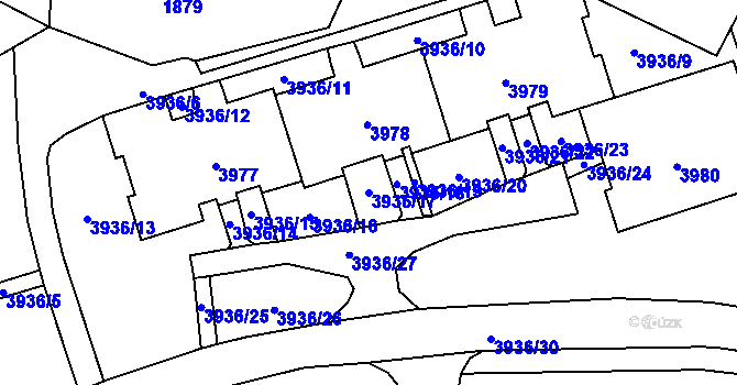 Parcela st. 3936/17 v KÚ Horní Lutyně, Katastrální mapa