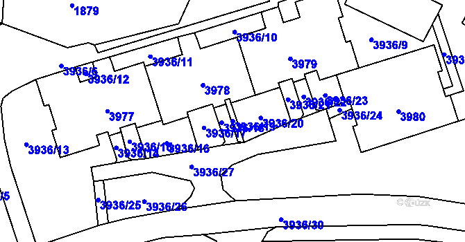 Parcela st. 3936/19 v KÚ Horní Lutyně, Katastrální mapa