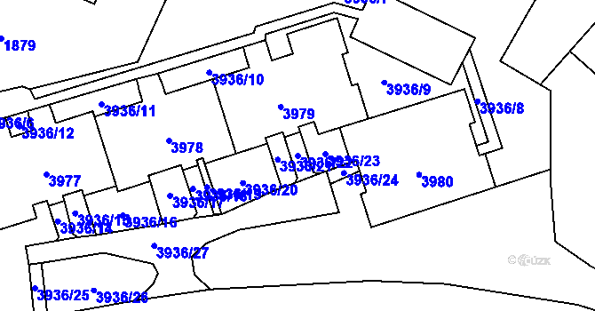 Parcela st. 3936/22 v KÚ Horní Lutyně, Katastrální mapa