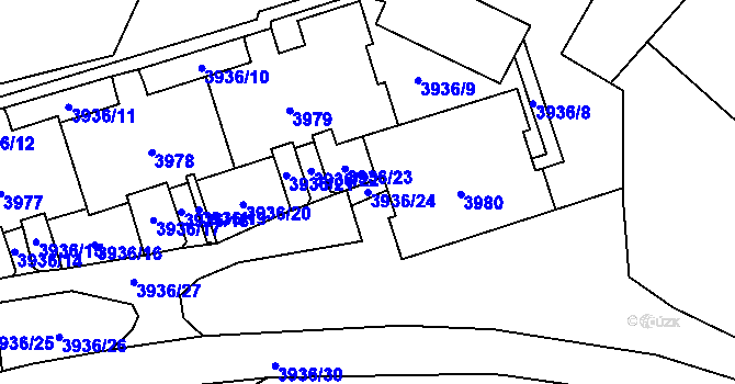 Parcela st. 3936/24 v KÚ Horní Lutyně, Katastrální mapa