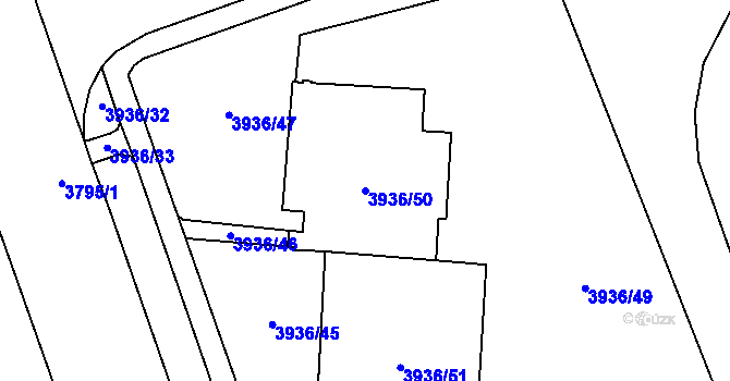 Parcela st. 3936/50 v KÚ Horní Lutyně, Katastrální mapa