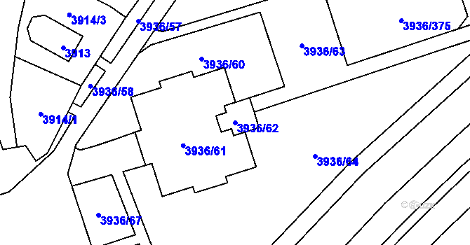 Parcela st. 3936/62 v KÚ Horní Lutyně, Katastrální mapa