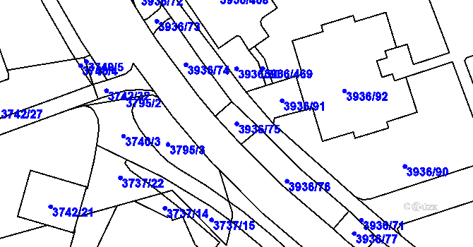 Parcela st. 3936/75 v KÚ Horní Lutyně, Katastrální mapa