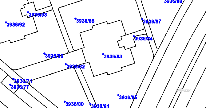 Parcela st. 3936/83 v KÚ Horní Lutyně, Katastrální mapa