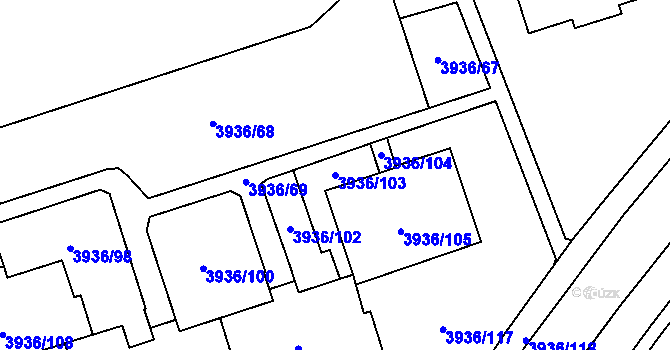 Parcela st. 3936/103 v KÚ Horní Lutyně, Katastrální mapa
