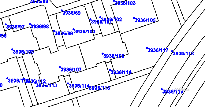Parcela st. 3936/106 v KÚ Horní Lutyně, Katastrální mapa