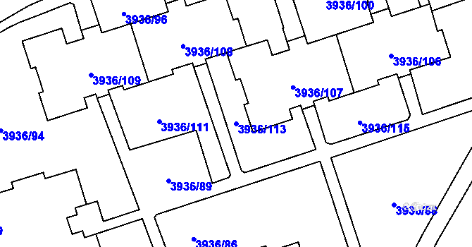 Parcela st. 3936/113 v KÚ Horní Lutyně, Katastrální mapa