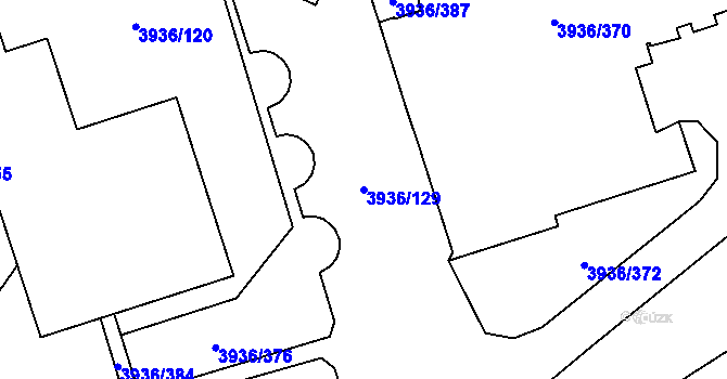 Parcela st. 3936/129 v KÚ Horní Lutyně, Katastrální mapa