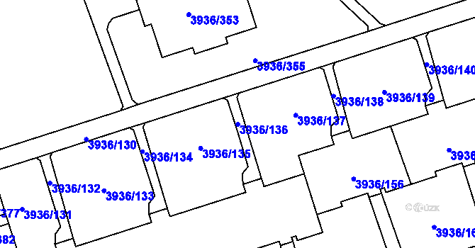Parcela st. 3936/136 v KÚ Horní Lutyně, Katastrální mapa