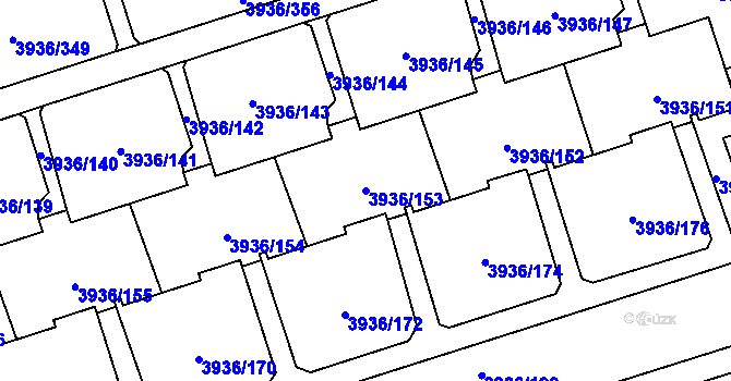 Parcela st. 3936/153 v KÚ Horní Lutyně, Katastrální mapa