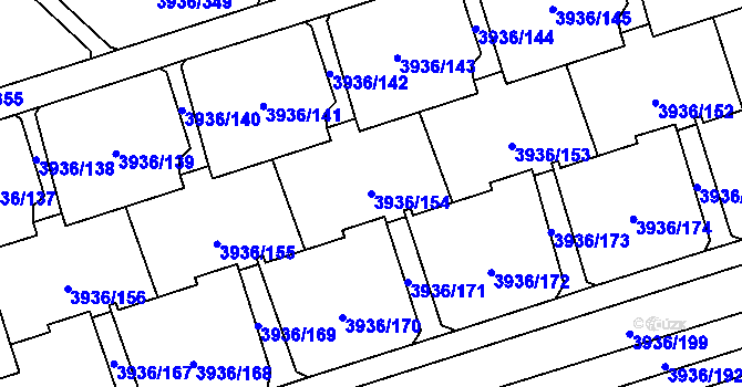 Parcela st. 3936/154 v KÚ Horní Lutyně, Katastrální mapa
