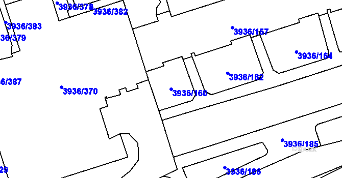 Parcela st. 3936/160 v KÚ Horní Lutyně, Katastrální mapa