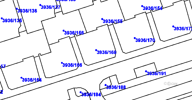 Parcela st. 3936/168 v KÚ Horní Lutyně, Katastrální mapa