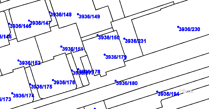 Parcela st. 3936/179 v KÚ Horní Lutyně, Katastrální mapa