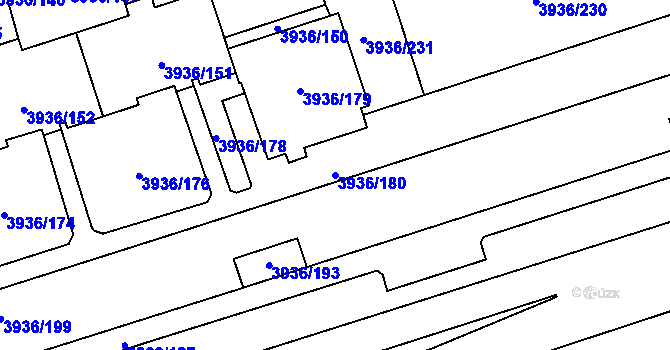 Parcela st. 3936/180 v KÚ Horní Lutyně, Katastrální mapa