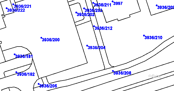 Parcela st. 3936/204 v KÚ Horní Lutyně, Katastrální mapa