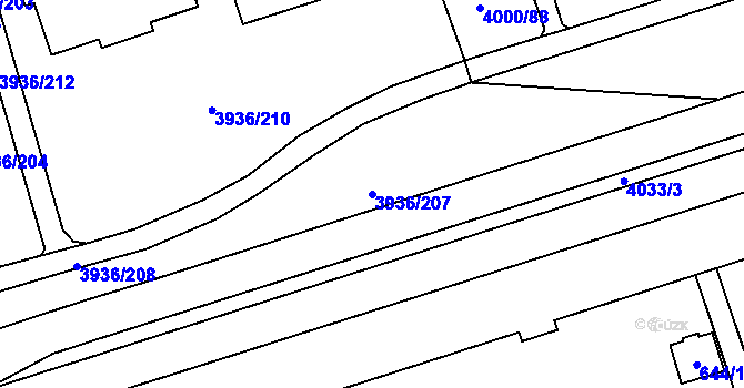 Parcela st. 3936/207 v KÚ Horní Lutyně, Katastrální mapa