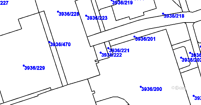 Parcela st. 3936/222 v KÚ Horní Lutyně, Katastrální mapa