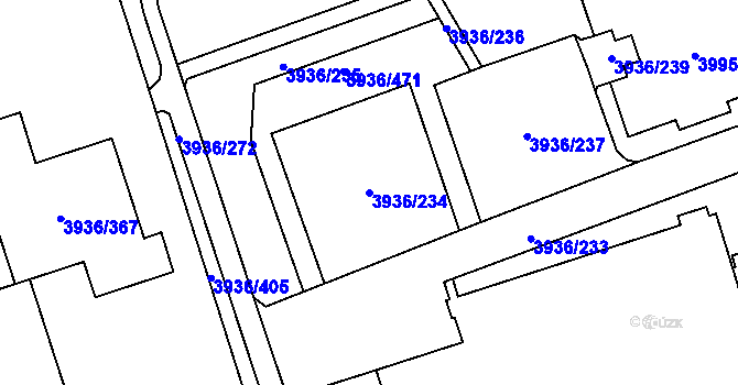 Parcela st. 3936/234 v KÚ Horní Lutyně, Katastrální mapa