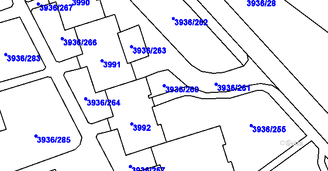 Parcela st. 3936/260 v KÚ Horní Lutyně, Katastrální mapa