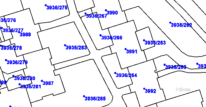 Parcela st. 3936/265 v KÚ Horní Lutyně, Katastrální mapa