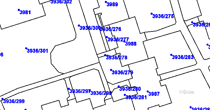 Parcela st. 3936/278 v KÚ Horní Lutyně, Katastrální mapa