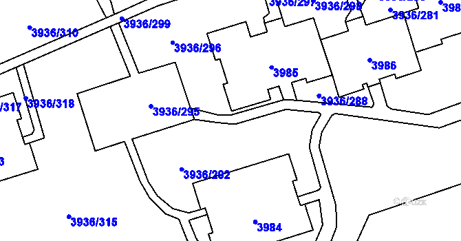Parcela st. 3936/286 v KÚ Horní Lutyně, Katastrální mapa