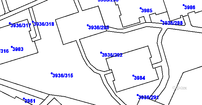 Parcela st. 3936/292 v KÚ Horní Lutyně, Katastrální mapa