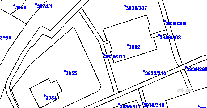 Parcela st. 3936/311 v KÚ Horní Lutyně, Katastrální mapa