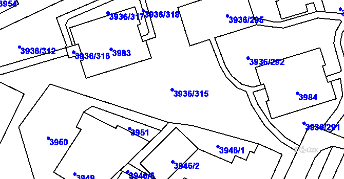 Parcela st. 3936/315 v KÚ Horní Lutyně, Katastrální mapa