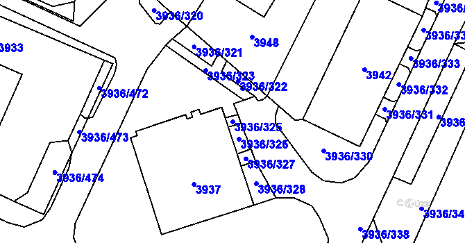 Parcela st. 3936/325 v KÚ Horní Lutyně, Katastrální mapa