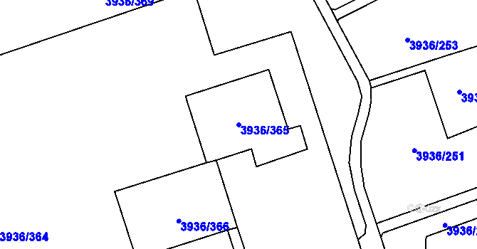 Parcela st. 3936/365 v KÚ Horní Lutyně, Katastrální mapa
