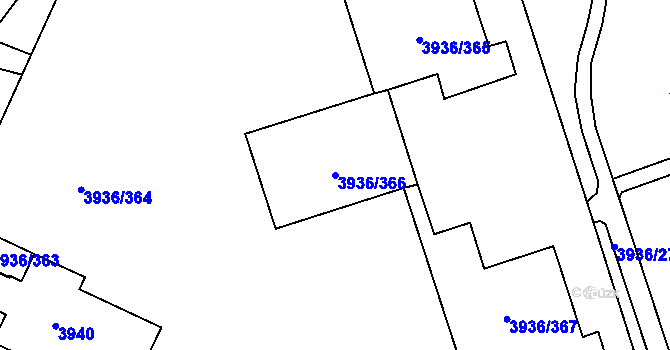 Parcela st. 3936/366 v KÚ Horní Lutyně, Katastrální mapa