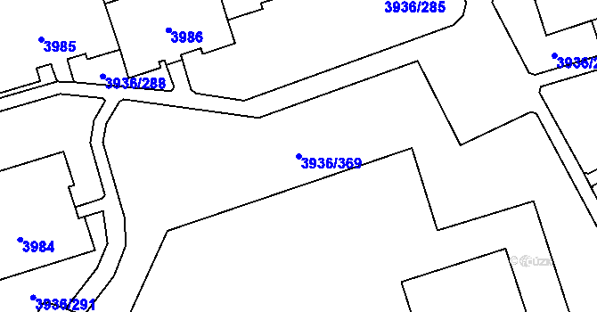 Parcela st. 3936/369 v KÚ Horní Lutyně, Katastrální mapa