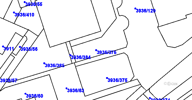 Parcela st. 3936/376 v KÚ Horní Lutyně, Katastrální mapa