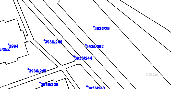 Parcela st. 3936/392 v KÚ Horní Lutyně, Katastrální mapa
