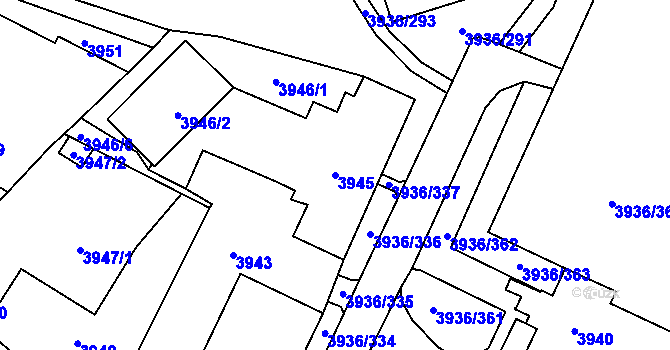Parcela st. 3945 v KÚ Horní Lutyně, Katastrální mapa