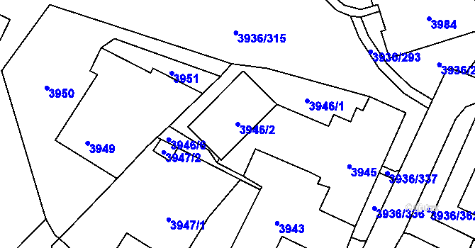 Parcela st. 3946/2 v KÚ Horní Lutyně, Katastrální mapa