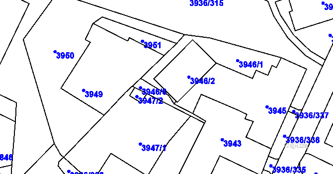 Parcela st. 3946/5 v KÚ Horní Lutyně, Katastrální mapa