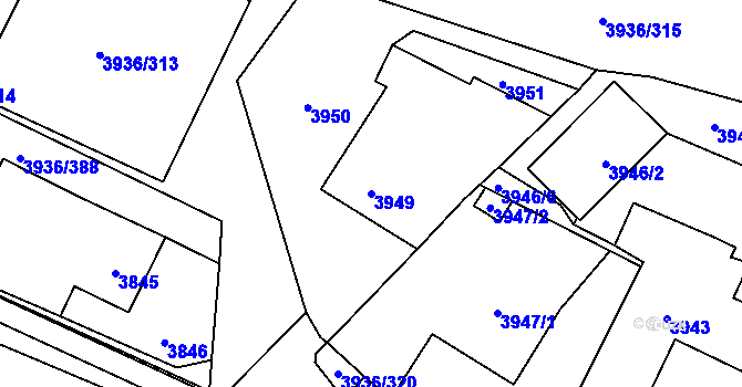 Parcela st. 3949 v KÚ Horní Lutyně, Katastrální mapa