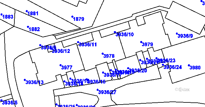 Parcela st. 3978 v KÚ Horní Lutyně, Katastrální mapa