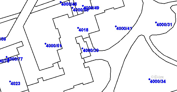Parcela st. 4000/40 v KÚ Horní Lutyně, Katastrální mapa