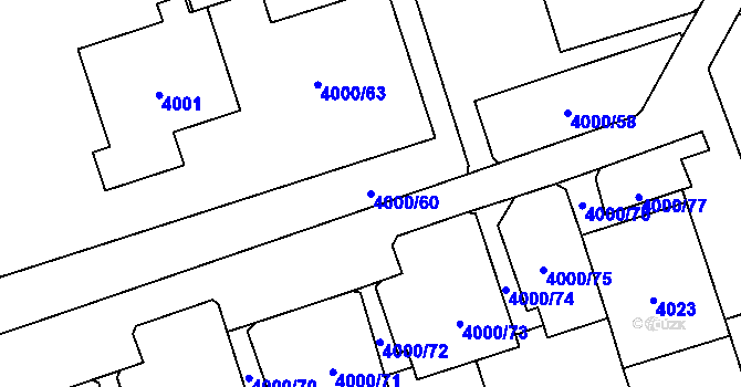 Parcela st. 4000/60 v KÚ Horní Lutyně, Katastrální mapa