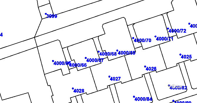 Parcela st. 4000/68 v KÚ Horní Lutyně, Katastrální mapa