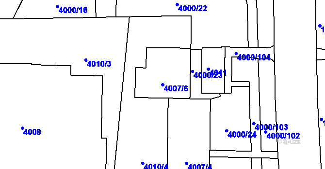Parcela st. 4007/6 v KÚ Horní Lutyně, Katastrální mapa