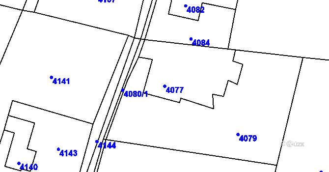 Parcela st. 4077 v KÚ Horní Lutyně, Katastrální mapa