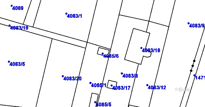 Parcela st. 4085/6 v KÚ Horní Lutyně, Katastrální mapa