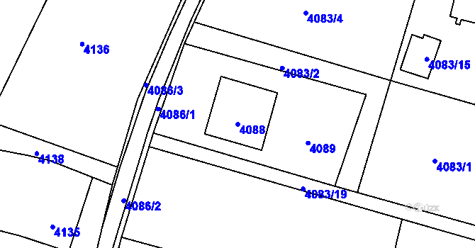 Parcela st. 4088 v KÚ Horní Lutyně, Katastrální mapa