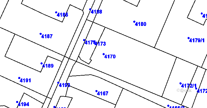 Parcela st. 4170 v KÚ Horní Lutyně, Katastrální mapa