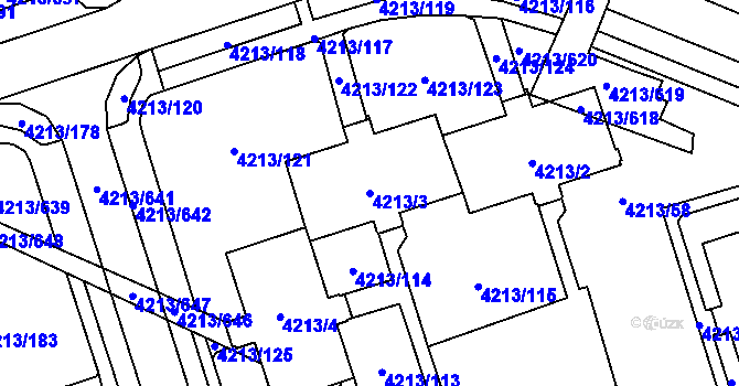 Parcela st. 4213/3 v KÚ Horní Lutyně, Katastrální mapa